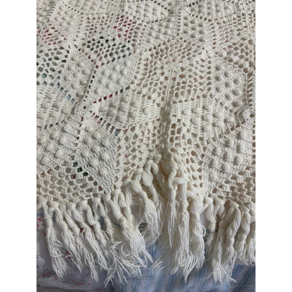 Vintage Hand Crocheted Bed Blanket Coverlet 88